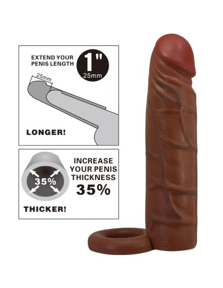 PRETTY LOVE KAILE FUNDA PARA PENE CON EXTENSIAN DE 25 CM MULATO