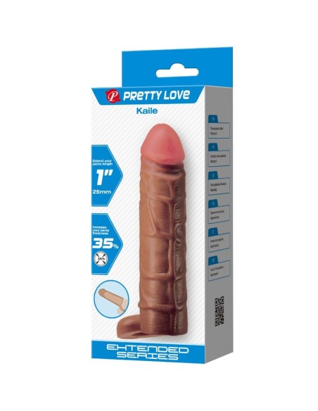 PRETTY LOVE KAILE FUNDA PARA PENE CON EXTENSIAN DE 25 CM MULATO