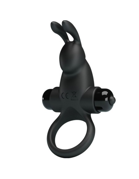 PRETTY LOVE ANILLO VIBRADOR ESTIMULADOR RABBIT CLATORIS 10 VIBRACIONES NEGRO