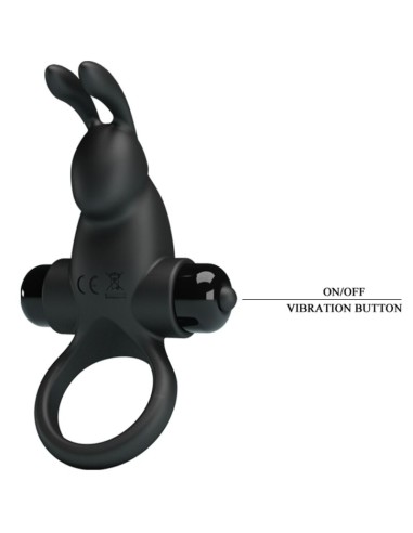 PRETTY LOVE ANILLO VIBRADOR ESTIMULADOR RABBIT CLATORIS 10 VIBRACIONES NEGRO