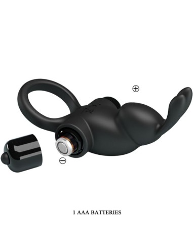 PRETTY LOVE ANILLO VIBRADOR ESTIMULADOR RABBIT CLATORIS 10 VIBRACIONES NEGRO