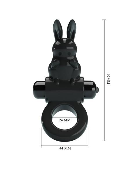 PRETTY LOVE EXCITING RING ANILLO VIBRADOR RABBIT 10 VIBRACIONES NEGRO