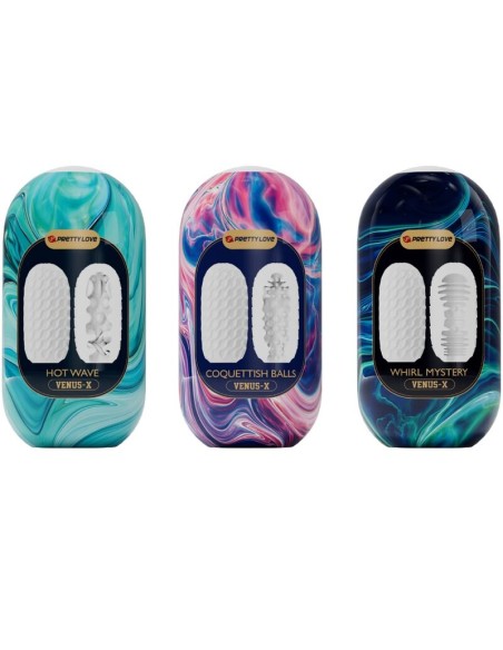 PRETTY LOVE VENUS X 15 MASTURBADORES MASCULINOS SILICONA BLANCO