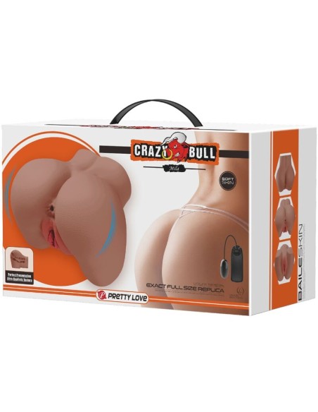 CRAZY BULL MILA TRASERO VIBRADOR CON VAGINA Y ANO REALASTICO NATURAL CONTROL REMOTO