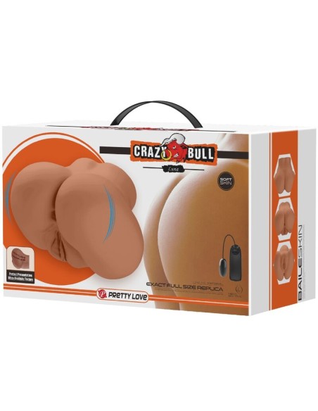 CRAZY BULL LUNA TRASERO VIBRADOR CON VAGINA Y ANO REALASTICO NATURAL CONTROL REMOTO