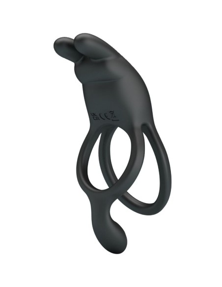 PRETTY LOVE SETH DOBLE ANILLO VIBRADOR RABBIT 7 VIBRACIONES NEGRO