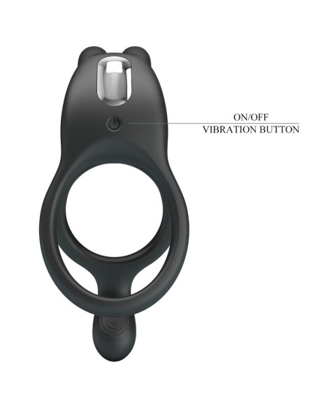 PRETTY LOVE SETH DOBLE ANILLO VIBRADOR RABBIT 7 VIBRACIONES NEGRO