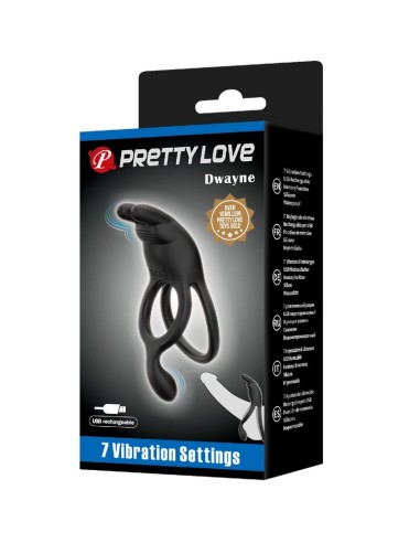PRETTY LOVE SETH DOBLE ANILLO VIBRADOR RABBIT 7 VIBRACIONES NEGRO
