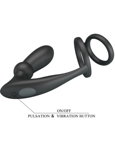PRETTY LOVE EMONI ANILLO PENE PLUG ANAL 12 VIBRACIONES NEGRO