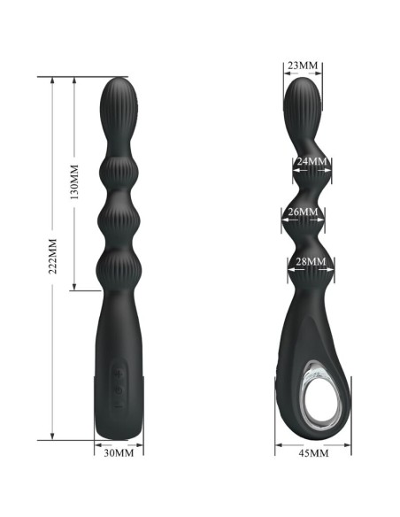 PRETTY LOVE FEDERER VIBRADOR ANAL 12 VIBRACIONES NEGRO
