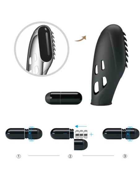 PRETTY LOVE GILO VIBRADOR DE DEDO SILICONA NEGRO
