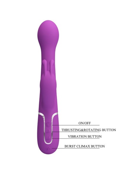 PRETTY LOVE DEJON VIBRADOR RABBIT MULTIFUNCIAN 3 EN 1 MORADO