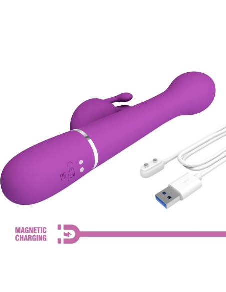 PRETTY LOVE DEJON VIBRADOR RABBIT MULTIFUNCIAN 3 EN 1 MORADO