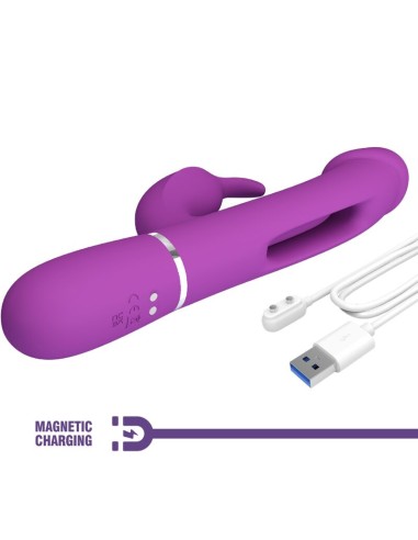PRETTY LOVE KAMPAS VIBRADOR RABBIT MULTIFUNCIAN 3 EN 1 MORADO