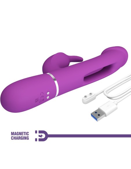 PRETTY LOVE KAMPAS VIBRADOR RABBIT MULTIFUNCIAN 3 EN 1 MORADO