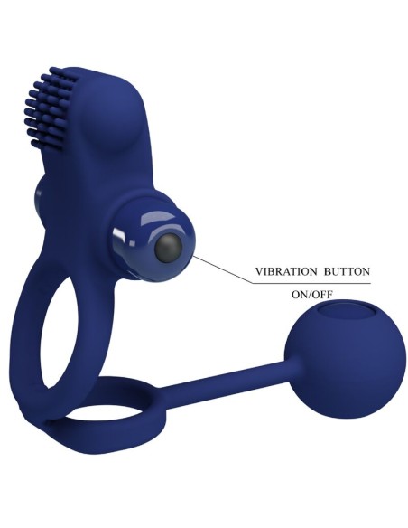 PRETTY LOVE REMINGTON DOBLE ANILLO VIBRADOR CON PLUG AZUL