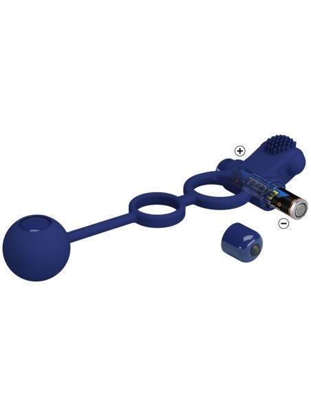 PRETTY LOVE REMINGTON DOBLE ANILLO VIBRADOR CON PLUG AZUL