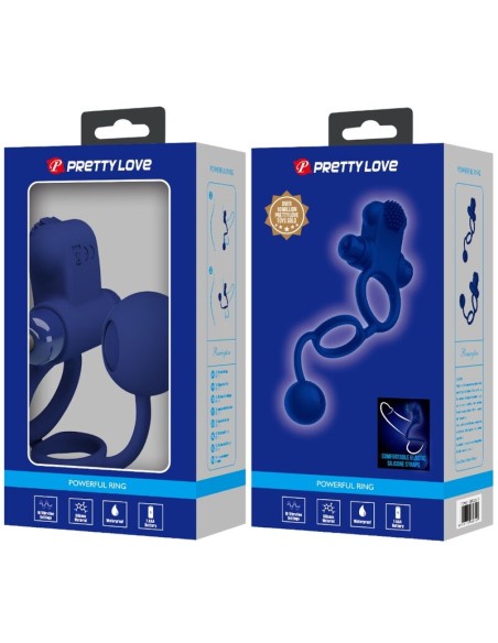 PRETTY LOVE REMINGTON DOBLE ANILLO VIBRADOR CON PLUG AZUL