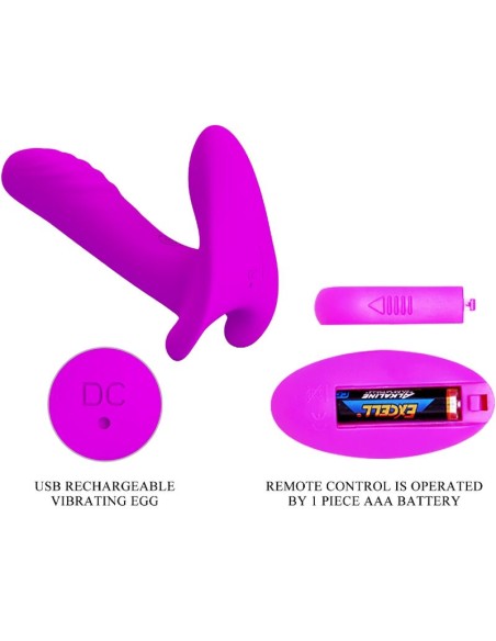 PRETTY LOVE MASAJEADOR VIBRADOR 12 VIBRACIONES CONTROL REMOTO MORADO
