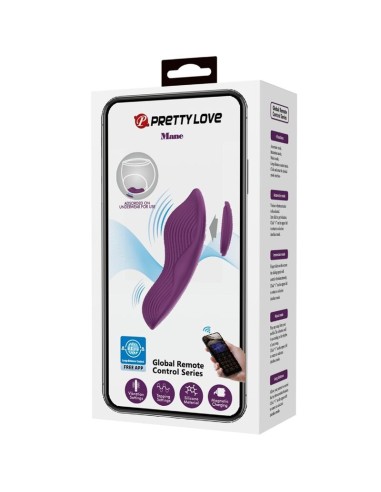 PRETTY LOVE MANE MASAJEADOR LAY ON CLATORIS 10 VIBRACIONES CONTROL REMOTO MORADO