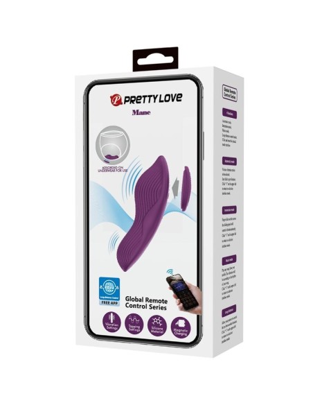 PRETTY LOVE MANE MASAJEADOR LAY ON CLATORIS 10 VIBRACIONES CONTROL REMOTO MORADO