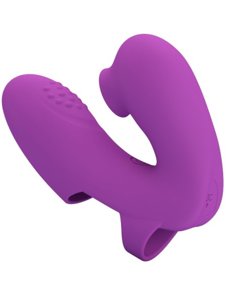 PRETTY LOVE ATHENA VIBRADOR DE DEDO CON ESTIMULADOR CLATORIS MORADO