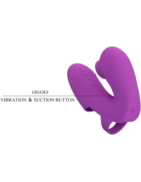 PRETTY LOVE ATHENA VIBRADOR DE DEDO CON ESTIMULADOR CLATORIS MORADO