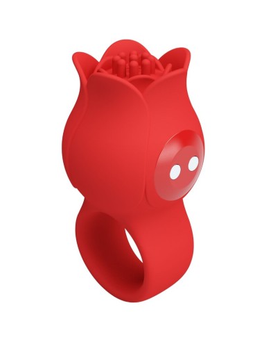 PRETTY LOVE JAE VIBRADOR DE DEDO FORMA DE ROSA 10 VIBRACIONES ROJO