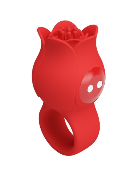 PRETTY LOVE JAE VIBRADOR DE DEDO FORMA DE ROSA 10 VIBRACIONES ROJO