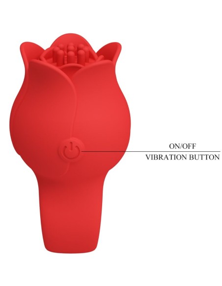 PRETTY LOVE JAE VIBRADOR DE DEDO FORMA DE ROSA 10 VIBRACIONES ROJO