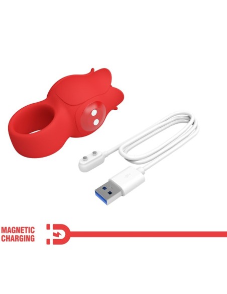 PRETTY LOVE JAE VIBRADOR DE DEDO FORMA DE ROSA 10 VIBRACIONES ROJO