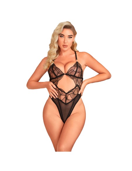 SUBBLIME 955229 BODY TRANSPARENTE CON ENCAJE HUECO NEGRO L XL