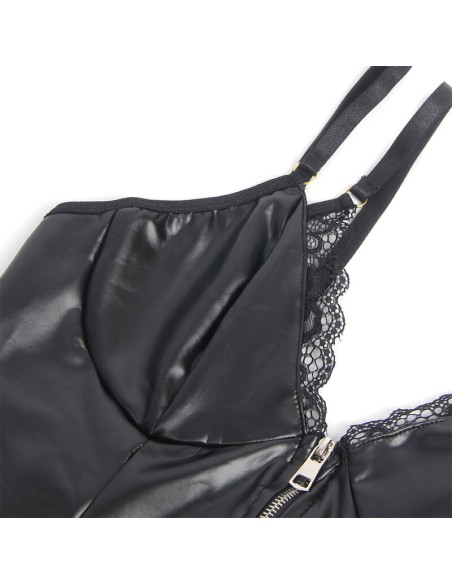 SUBBLIME 955458 BODY CON CREMALLERA DE CUERO NEGRO S M