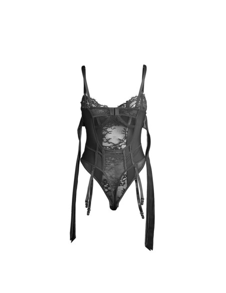 SUBBLIME 955496 BODY DE ENCAJE CON LAZOS Y LIGAS NEGRO S M