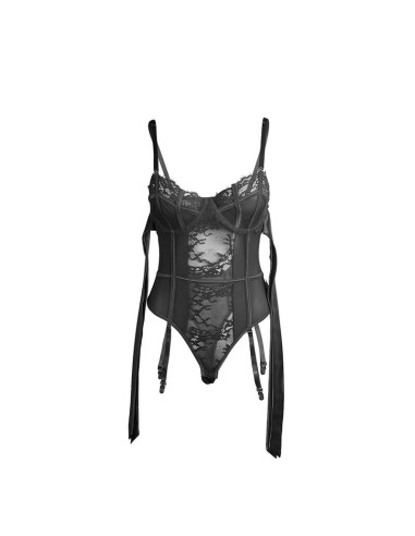 SUBBLIME 955502 BODY DE ENCAJE CON LAZOS Y LIGAS NEGRO L XL