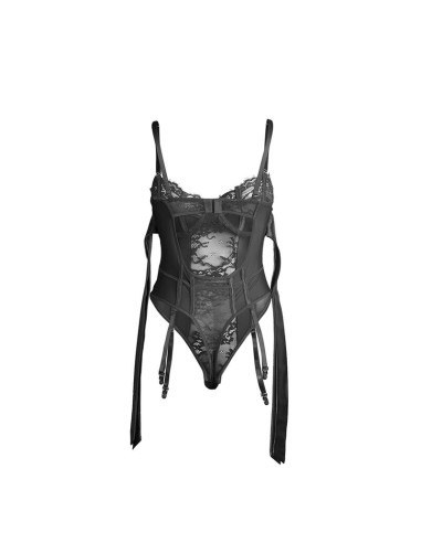 SUBBLIME 955502 BODY DE ENCAJE CON LAZOS Y LIGAS NEGRO L XL
