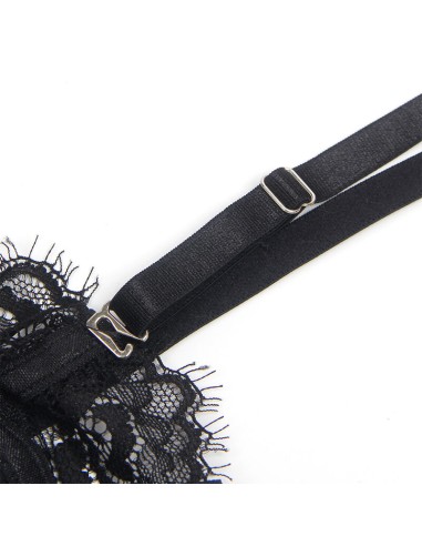 SUBBLIME 955502 BODY DE ENCAJE CON LAZOS Y LIGAS NEGRO L XL