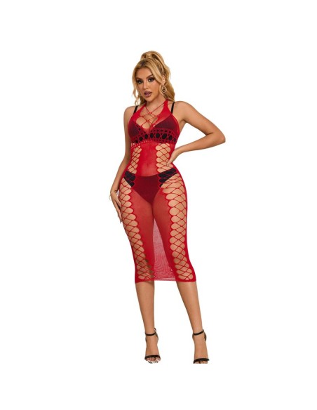 SUBBLIME 952327 VESTIDO DE REJILLA LARGO ROJO TALLA ANICA