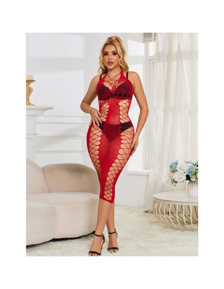 SUBBLIME 952327 VESTIDO DE REJILLA LARGO ROJO TALLA ANICA