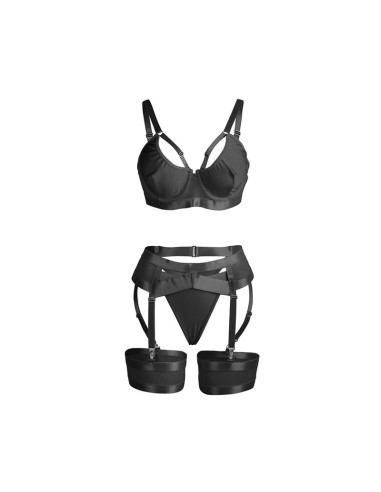 SUBBLIME 955243 SET SUJETADOR CON LIGUERO BONDAGE NEGRO L XL