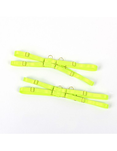 SUBBLIME 955274 SET SUJETADOR CON COLLAR Y DETALLES PARA PIERNAS VERDE FLUORESCENTE S M