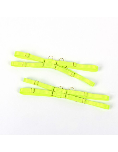 SUBBLIME 955274 SET SUJETADOR CON COLLAR Y DETALLES PARA PIERNAS VERDE FLUORESCENTE S M