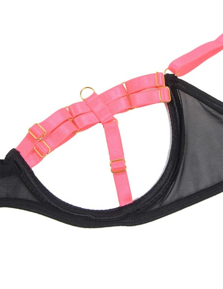 SUBBLIME 955304 SET SUJETADOR CON COLLAR Y DETALLES PARA PIERNAS ROSA FLUORESCENTE L XL