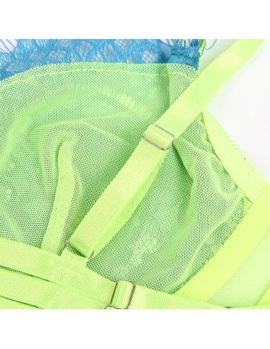 SUBBLIME 955311 SET SUJETADOR CON ENCAJE Y LIGUEROS VERDE Y AZUL S M