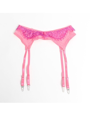 SUBBLIME 955359 SET SUJETADOR CON ENCAJE Y LIGUEROS ROSA Y MORADO S M