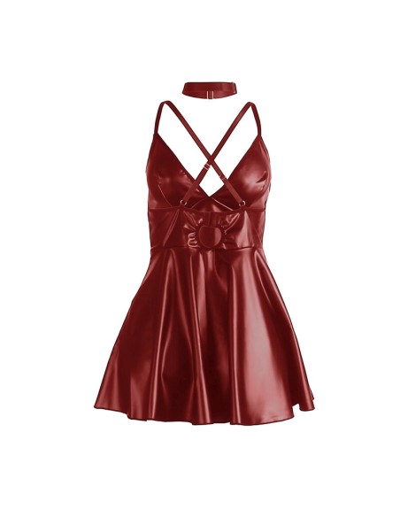 SUBBLIME 955403 VESTIDO CON TIRANTES DE CUERO BURDEOS L XL