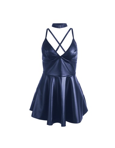 SUBBLIME 955427 VESTIDO CON TIRANTES DE CUERO AZUL L XL