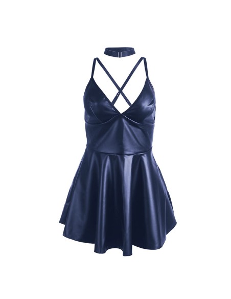 SUBBLIME 955427 VESTIDO CON TIRANTES DE CUERO AZUL L XL