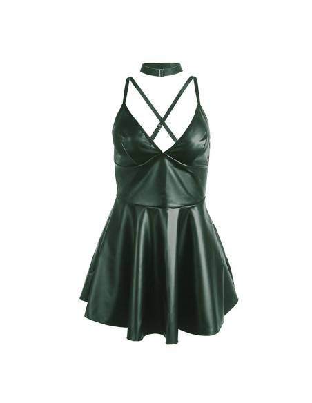 SUBBLIME 955434 VESTIDO CON TIRANTES DE CUERO VERDE S M