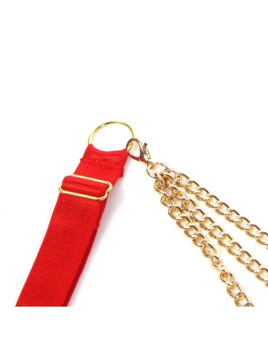 SUBBLIME 955519 CONJUNTO SUJETADOR CON CADENAS Y CORAZAN DE MALLA ROJO S M